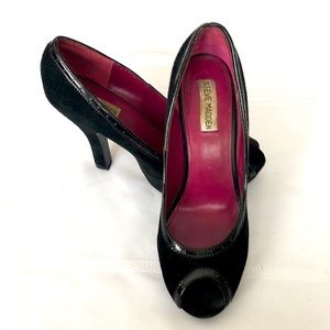 Black Suede Steve Madden platform heel